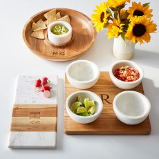 Wood and Marble Chip and Dip Set