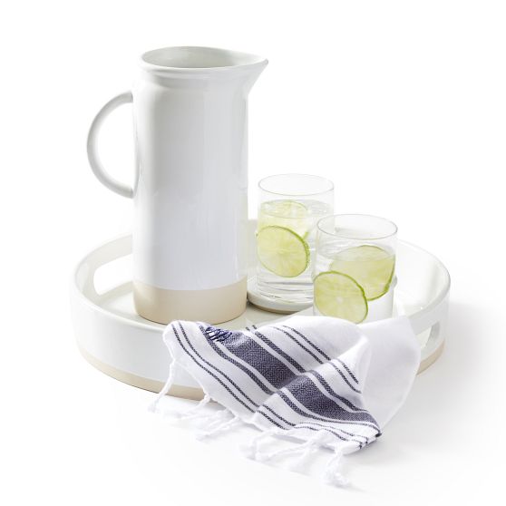 French Stripe Cotton Guest Towels, Set of 2