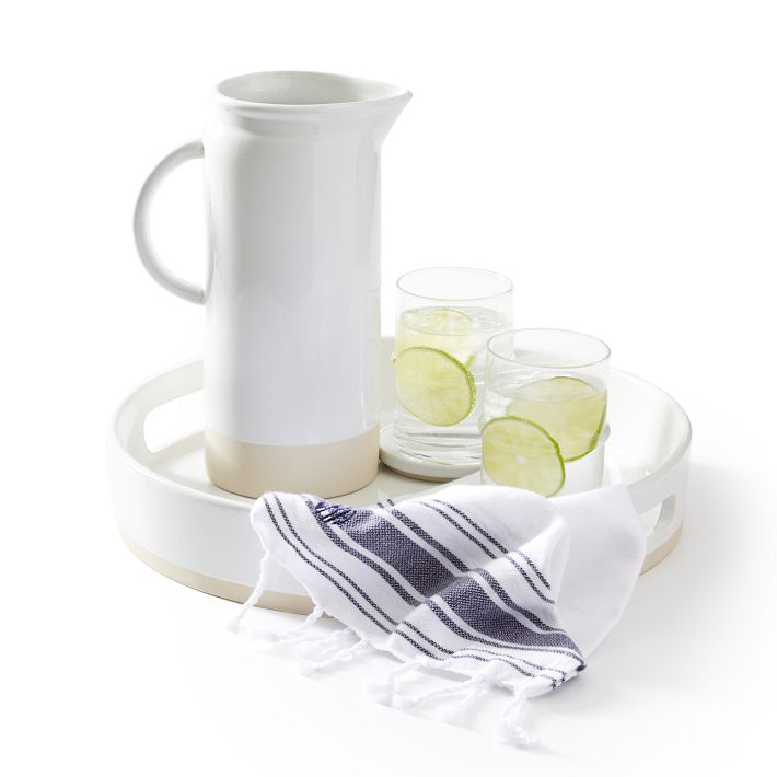 French Stripe Cotton Guest Towels, Set of 2