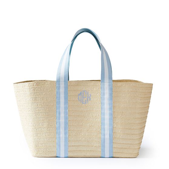 Oversized Ribbon Straw Beach Tote