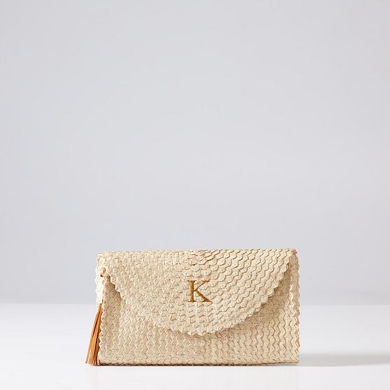 Palm Leaf Scalloped Clutch