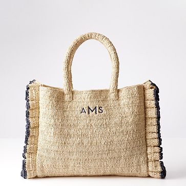 Sofia Ruffle Raffia Tote