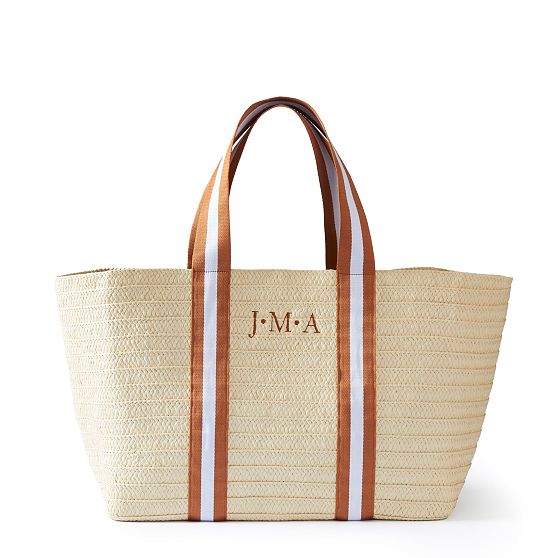 Oversized Ribbon Straw Beach Tote