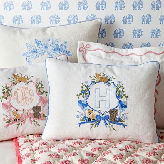 Bespoke Embroidered Bow Pillow Cover