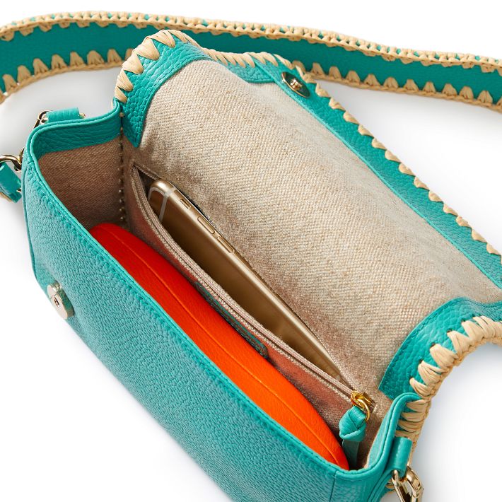 Handwoven Raffia Leather Crossbody Bag | Mark and Graham