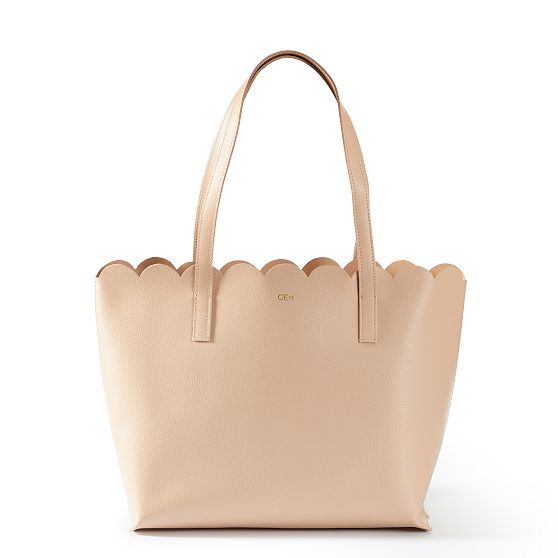 Scalloped Everyday Italian Leather Tote