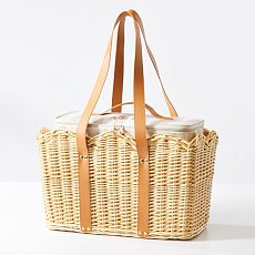 Scalloped Wicker Insulated Picnic Basket