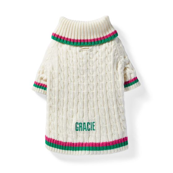 Striped Cable Knit Dog Sweater