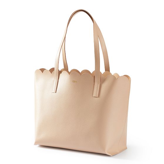 Scalloped Everyday Italian Leather Tote