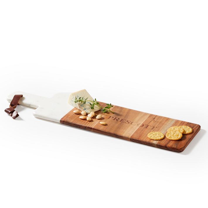 Wood and Marble Long Paddle Cheese Board