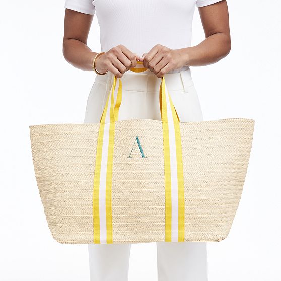 Oversized Ribbon Straw Beach Tote