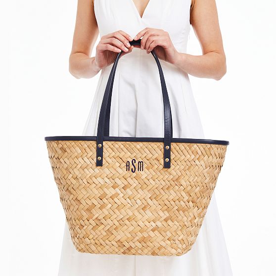 Striped Palm Leaf Tote