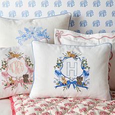 Bespoke Embroidered Animal Crest Baby Pillow Cover