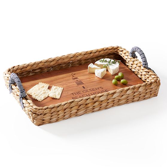 Seagrass Woven Serving Tray and Cheese Board