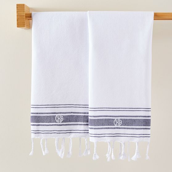 French Stripe Cotton Guest Towels, Set of 2