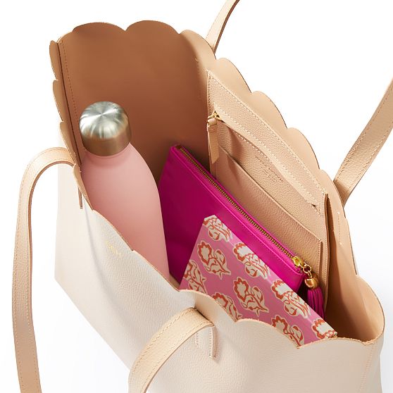 Scalloped Everyday Italian Leather Tote