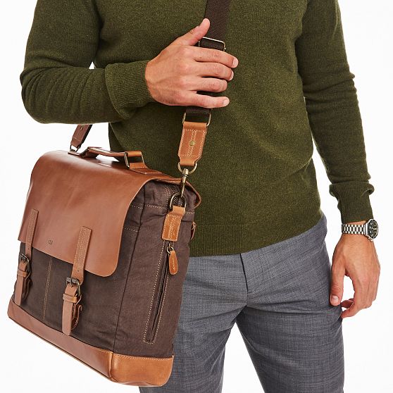 Beckett Waxed Canvas and Leather Messenger Briefcase
