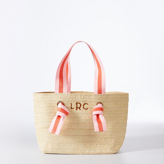 Ribbon Straw Beach Tote