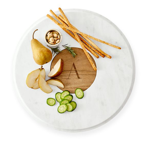 Wood and Marble Lazy Susan