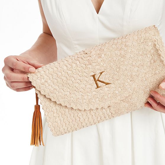 Palm Leaf Scalloped Clutch