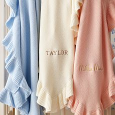 Ruffle Knit Cotton Baby Blanket