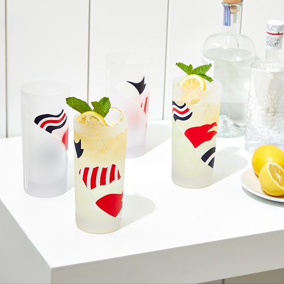 Nautical Flag Highball Glasses, Set of 4