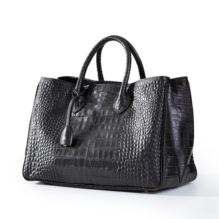 ハンドバッグ CROCO EMBOSSED ELLA MARKET Small Edie Top-handle Bag In Italian Croc-embossed Leather