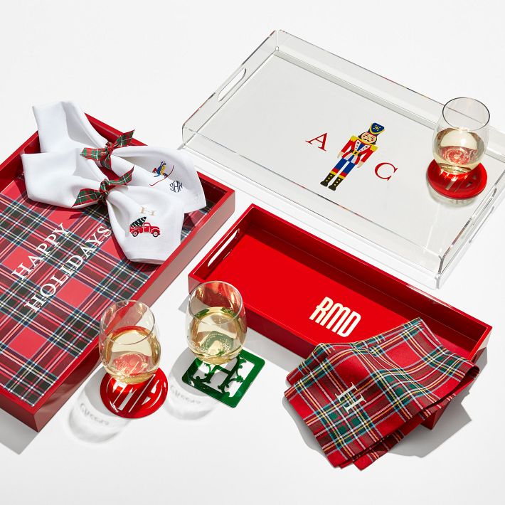 Plaid Printed Lacquer Tray