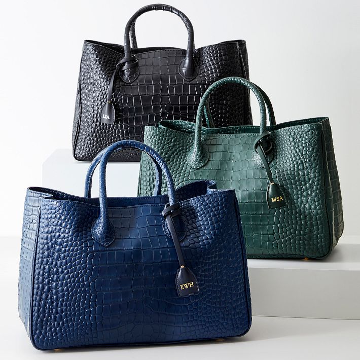 ハンドバッグ CROCO EMBOSSED ELLA MARKET Small Edie Top-handle Bag In Italian Croc-embossed Leather