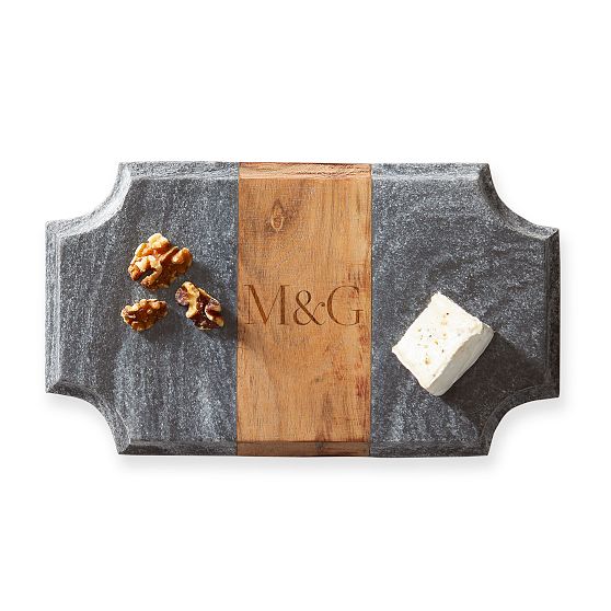 Wood and Marble Beveled Cheese Board