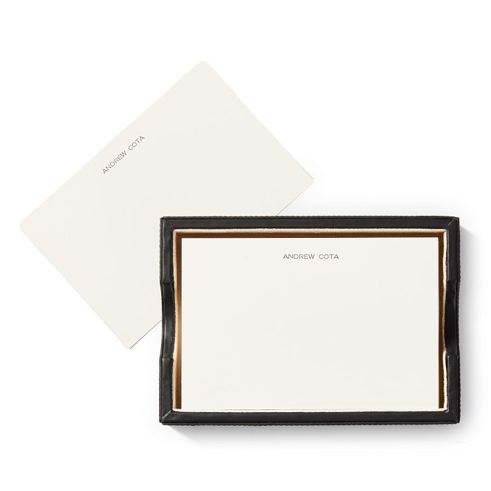 Letterpress Memo Cards in Leather Holder