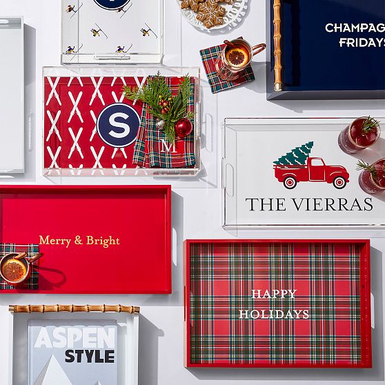 Plaid Printed Lacquer Tray