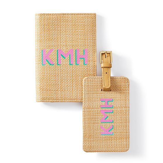 Raffia Passport Case and Luggage Tag