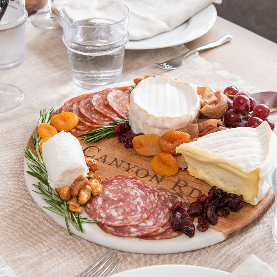 Wood and Marble Round Cheese Board