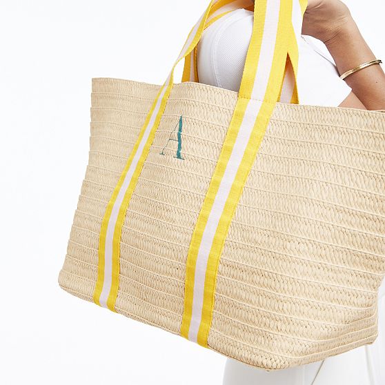 Oversized Ribbon Straw Beach Tote