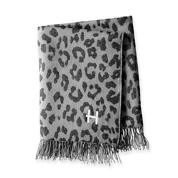 Leopard Throw Blanket with Fringe