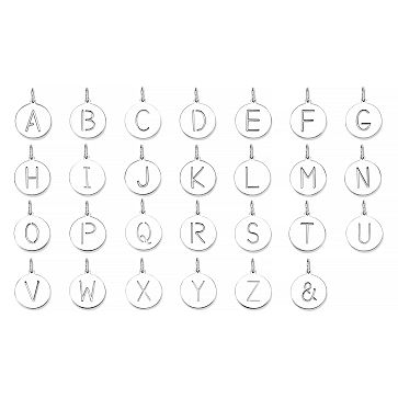 Eva Initial Charm, Silver, 0.5"