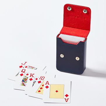 Leather Playing Cards Set, Navy