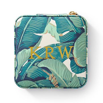 Small Martinique® Banana Leaf Travel Jewelry Case, Foil Debossed