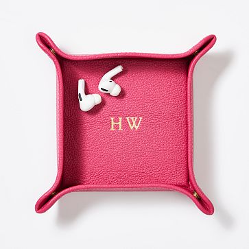 Classic Leather Catchall Tray, Medium, Pink