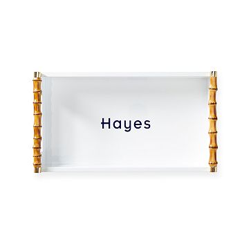 Bamboo Lacquer Serving Tray, Small, White
