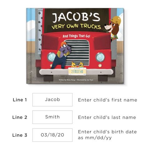 Personalized &ldquo;My Very Own Trucks&rdquo; Personalized Children&rsquo;s Book