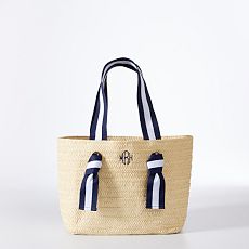 Ribbon Straw Beach Tote