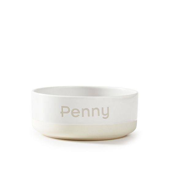 Dipped Ceramic Dog Bowl, Small, White