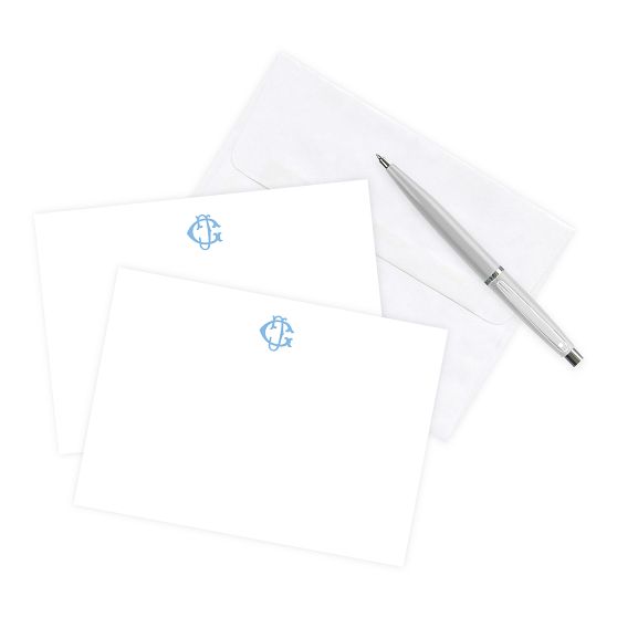 Monogrammed Correspondence Cards, Set of 25, White