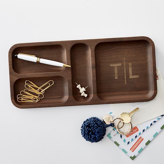 Desk Tray, Multi Compartment, Walnut