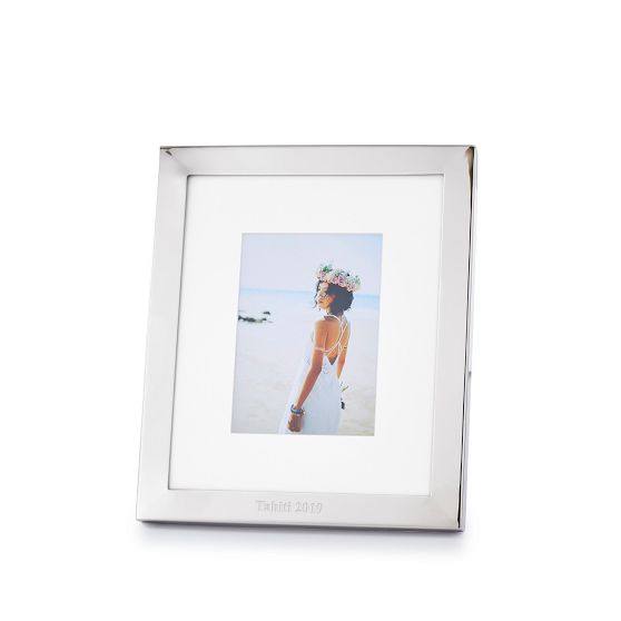Classic Silver Vertical 5x7 Photo Frame - Personalization in Biscotti Style 571 - "The Pittmans"