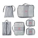 6 Piece Packing Cube Set, Navy-White Stripe