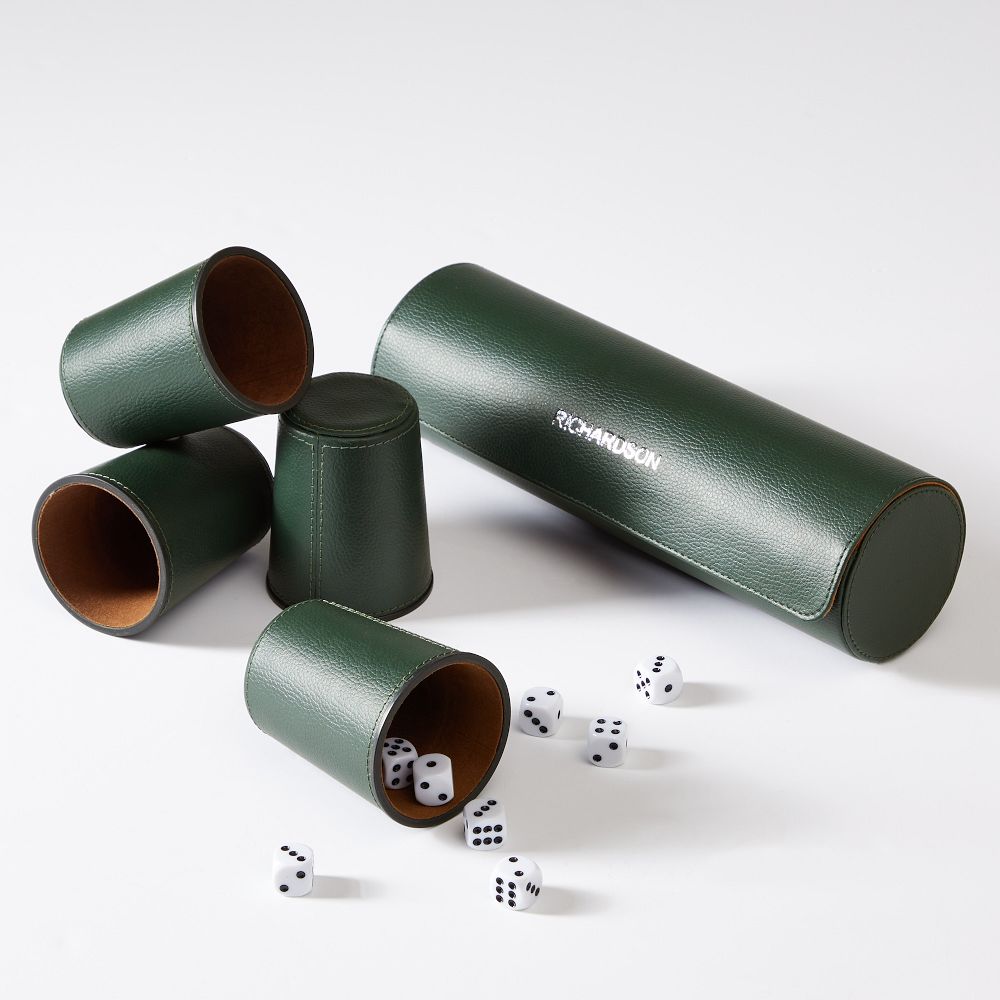 Liar's Dice Game Set, Set of 4, Racing Green