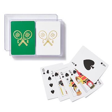 Double Deck Playing Cards, Solid, Green-White